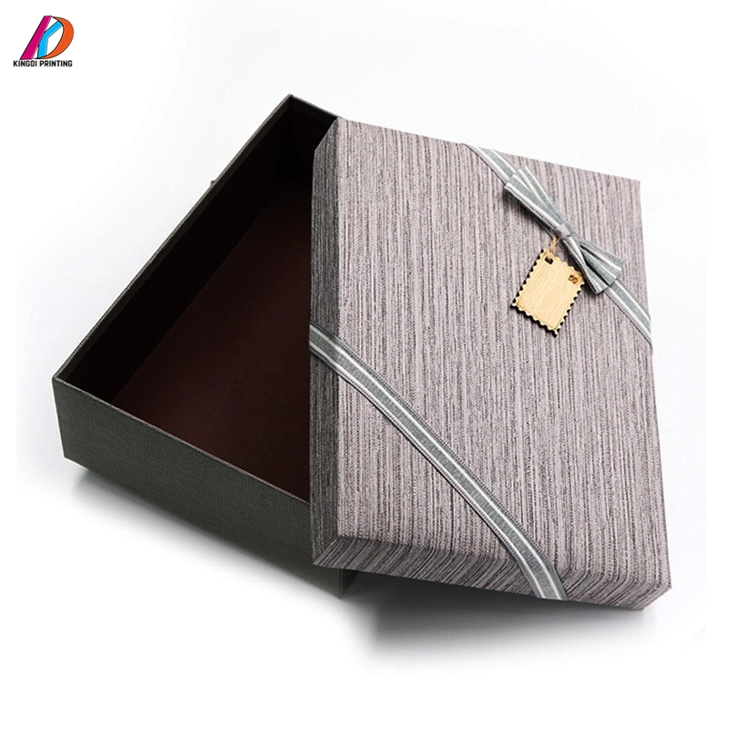 Luxury Promotion High Paper Cardboard Top and Base Striped Gift Box with Ribbon