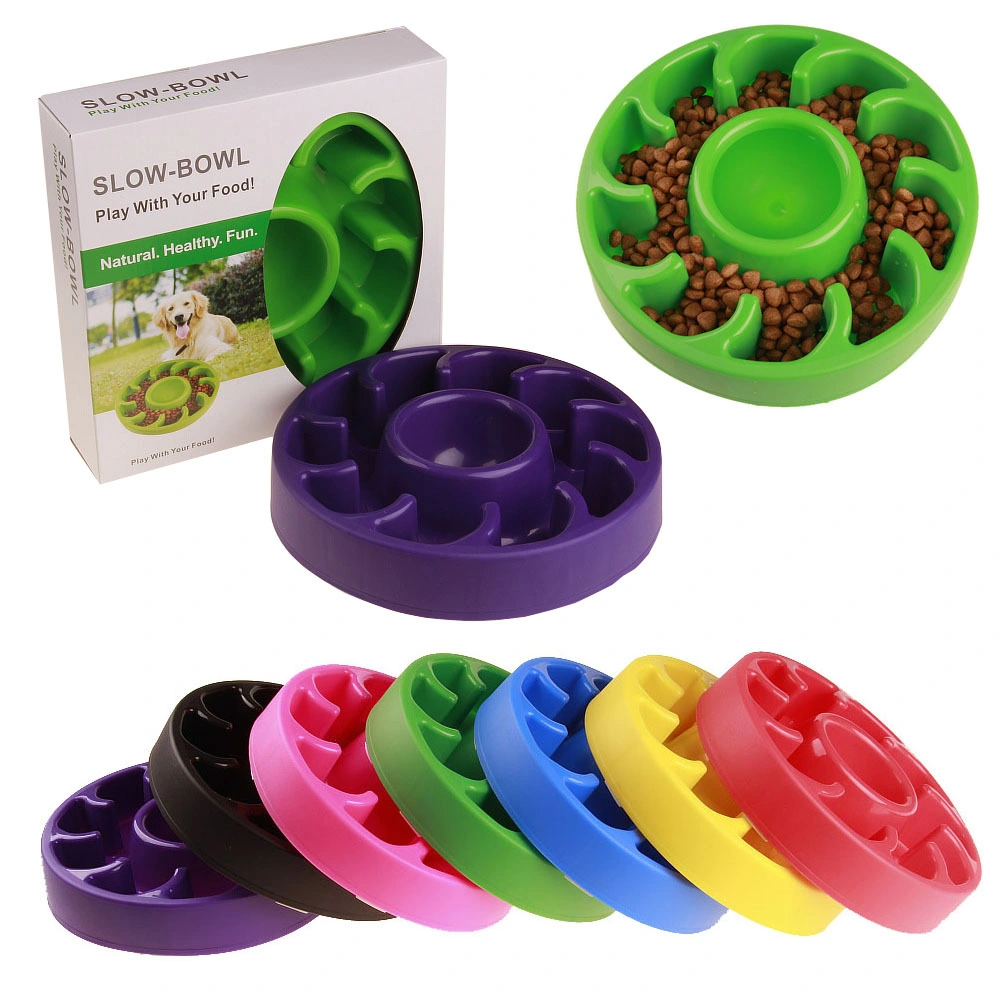 Pet Products Hot Sale Wheels Pet Slow Food Choking-Proof Dog Bowl ABS Material