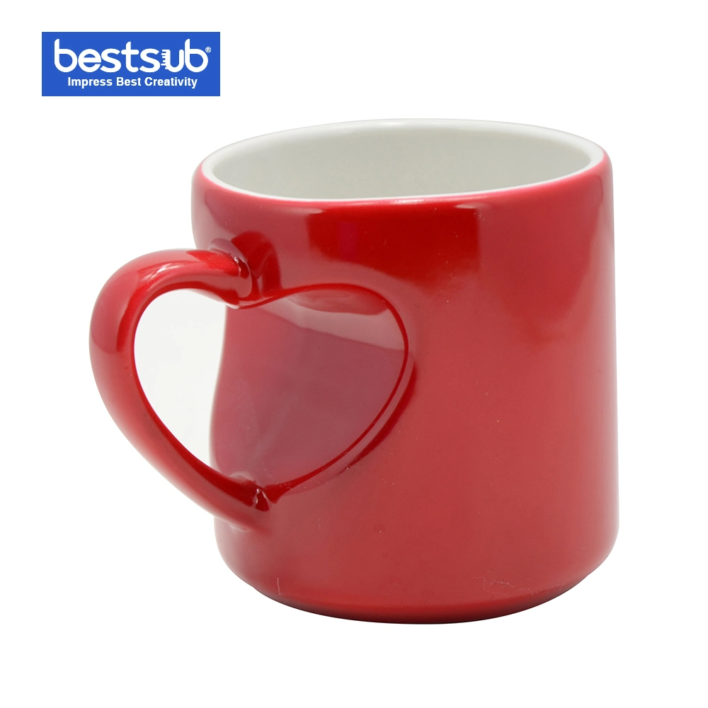 Bestsub Porcelain Heart Shape Handled Color Changing Sublimation Mug Lover Mug (B4XH)