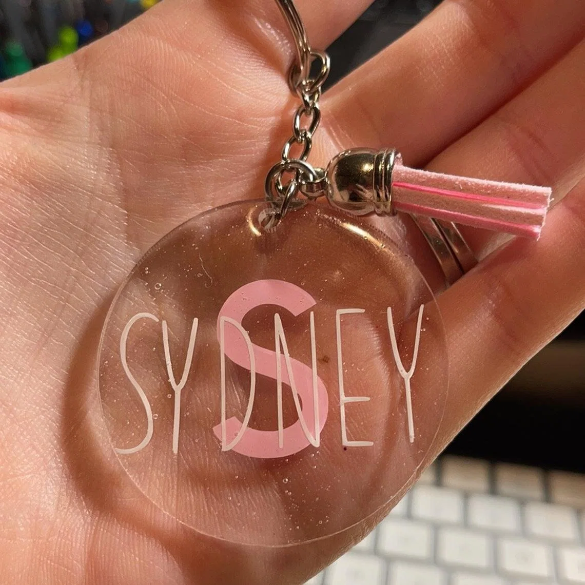 2 em Circular personalizada personalizada Acrílica Keychain presentes para ela Ele bridesmaid presentes