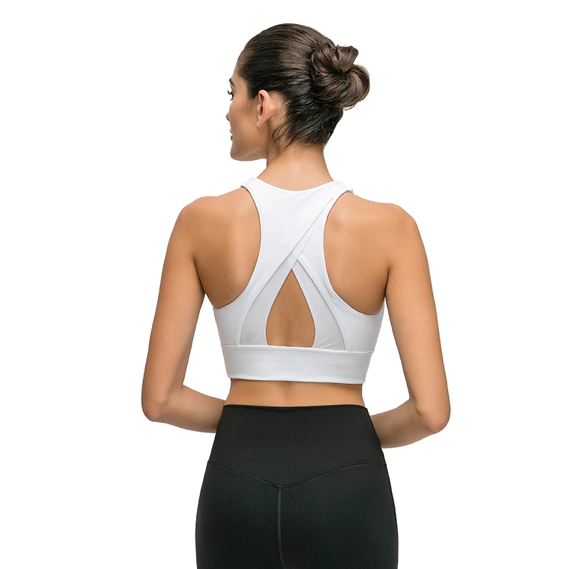 2023 New High-Neck Sports Bra Triangle Hollowed-out Back Gathering Shockproof Yoga Sports Wear