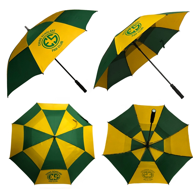 High/Premium Quality Luxury Fiberglass Vented Weatherproof Windproof Golf Umbrella for Men/Adult with Custom Logo