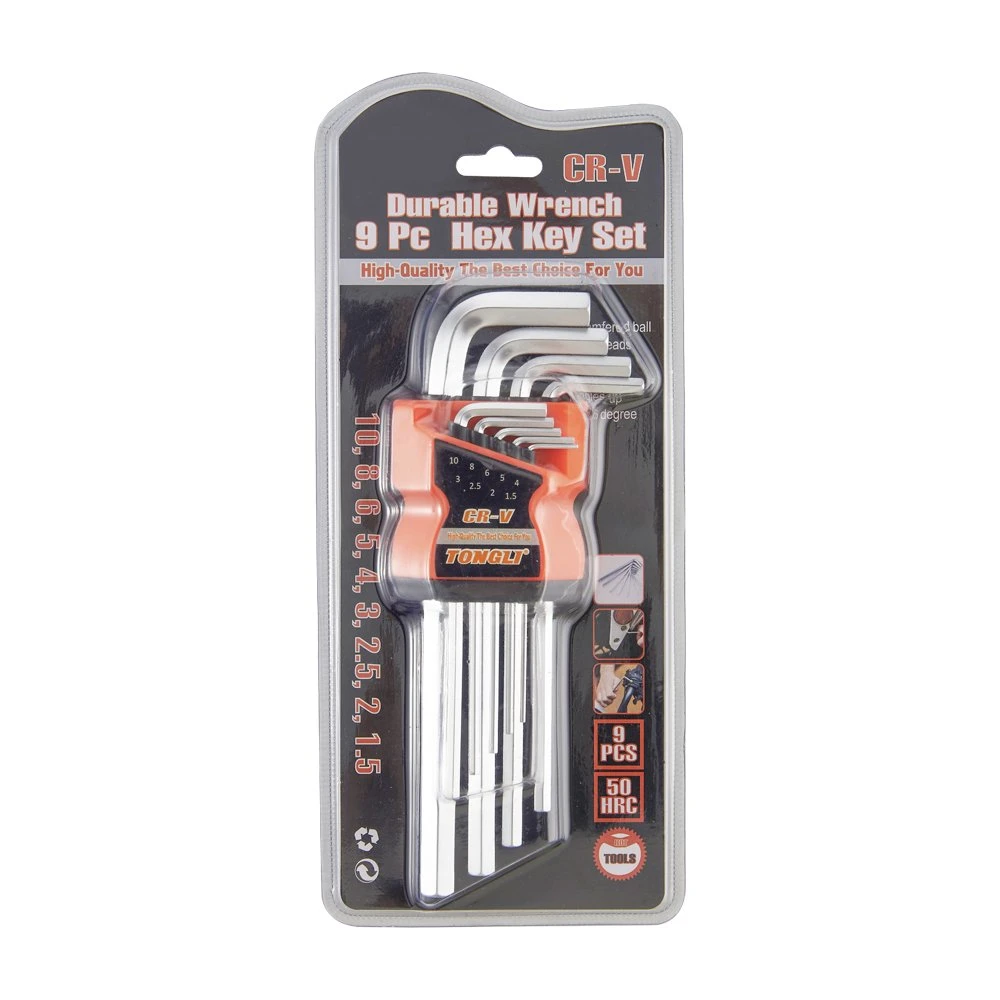 9PCS 1.5-10 T10-T50 Hex Key Allen Key Set with Plastic Holder Packing