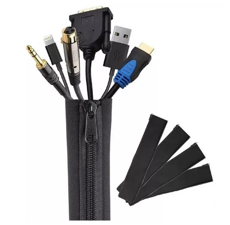 Dustproof Neoprene with Zipper Cable Sleeves Neoprene Cable Wire Management Sleeve