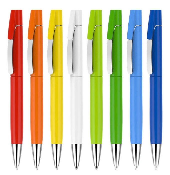 Metal Clip Plastic Ball Pen Simple Rotating Ballpoint Pen for Office
