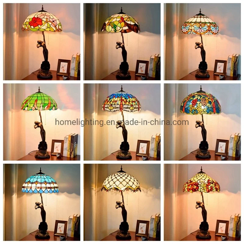 Tiffany Style Table Lamp Coloured Beauty Lamp Glass Desk Light 16inch Lamps