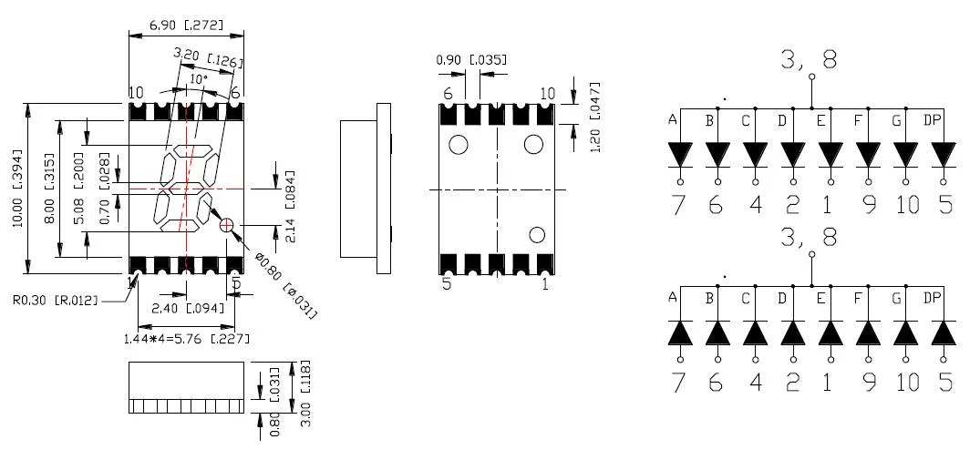 0.20 Inch (5.08 mm) Digit Height Single Digit SMD Display