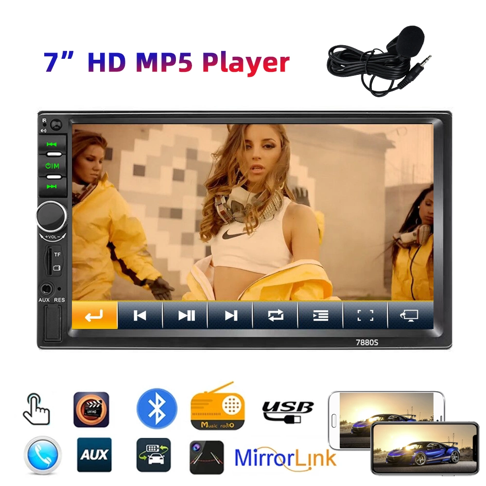 2 DIN Car Radio Autoraio 7 "HD Multimedia Player 2DIN شاشة اللمس 7880 نظام الصوت الاستريو للسيارة Auto Car Stereo Audio MP5 Bluetooth Android مشغل السيارة الصوتي