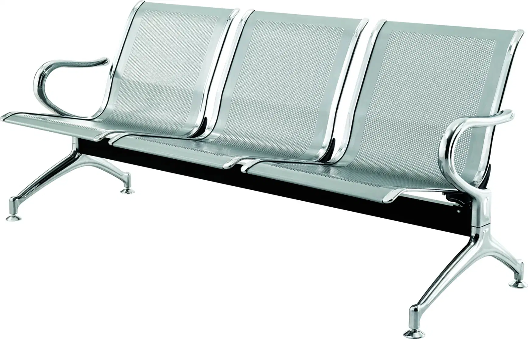 4 Seater Chrome Steel Metal Public Waiting Chair Public Indoor & Outdoor Furniture for Airport Hospital Bus Station Medical Clinic Room