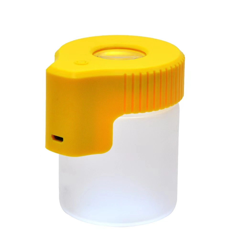 Plastic Lid LED Light Airtight Smell Proof Herb Jar Tobacco Smoking Storage Stash Glass Weed Jars Herb Preservation Container