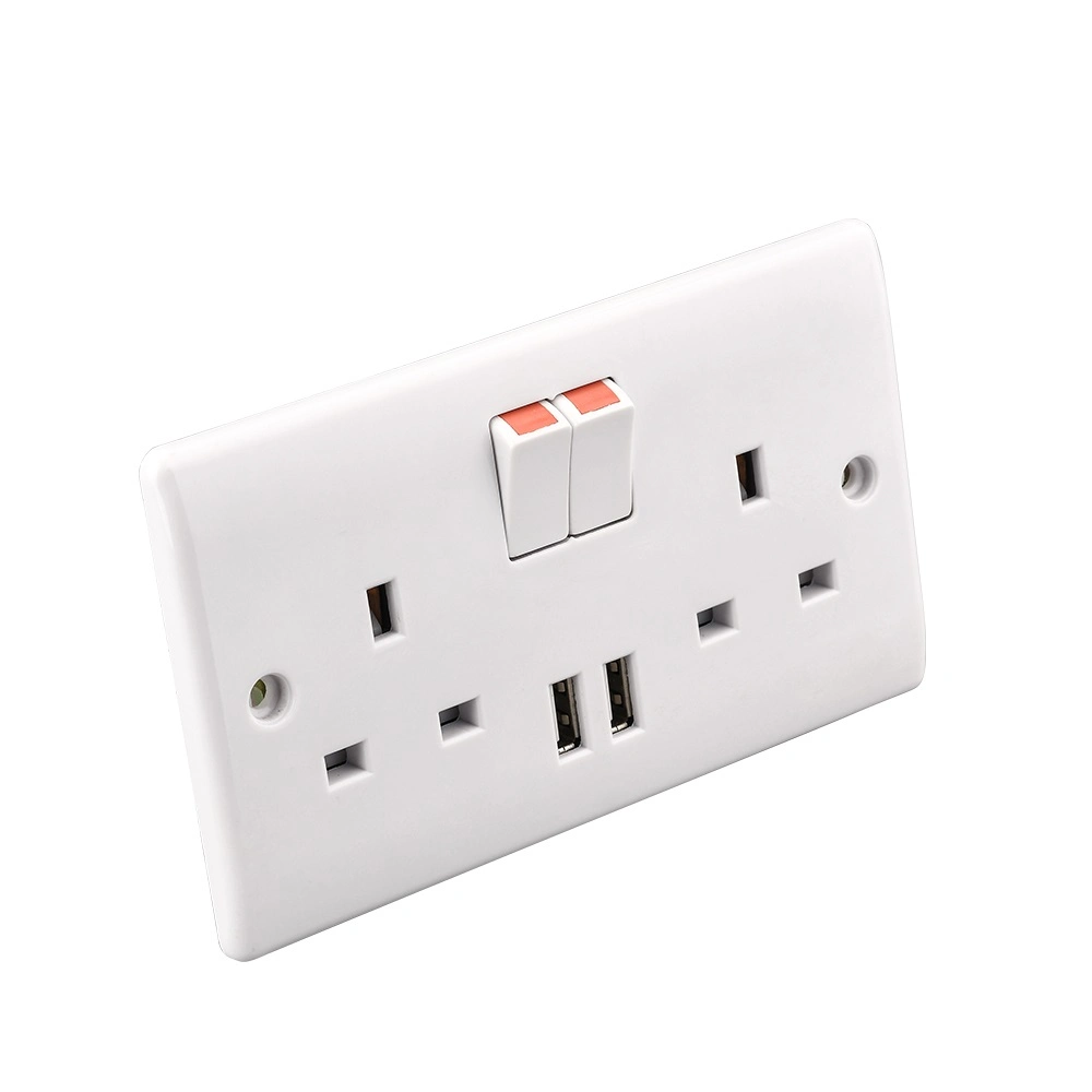 Multifunction Universal Wall USB Outlet 2 Gang Plug Socket Electrical Switch