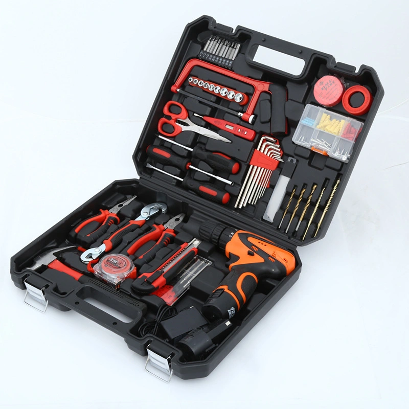 125PCS Household Hardware Tool Set Electrician Woodworking Repair Tool Wrench Sleeve Scissors Saw Hammer Pliers Screwdriver Lithium Electric Drill Tool Set