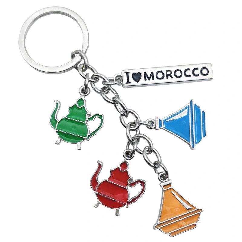 المغرب بوت المعدنية سلسلة مفاتيح الرموز المعدنية سلسلة مفاتيح علامة