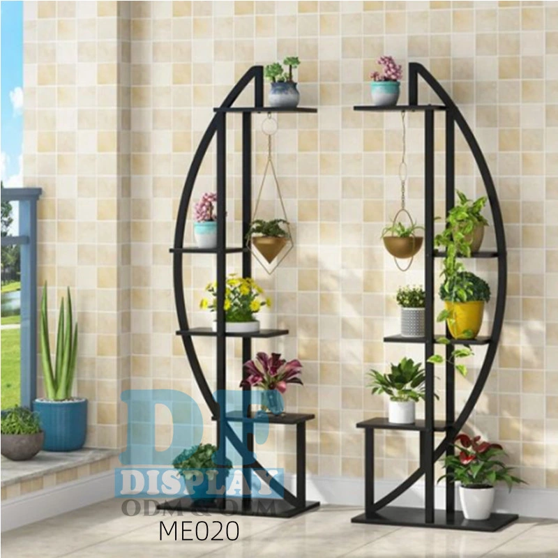 Nueva Popularidad Flower Shop Black Outdoor Plant Rack Metal Flower Soporte de exhibición moderno Flower Stand