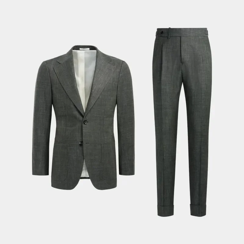 Silk and Linen Blended Slim Men's Two Single-Breasted Suits for Business