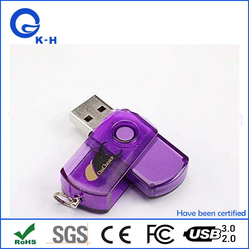 Classic Transparent Swivel Pendrive 16GB 32GB 64GB USB Stick with Keyring