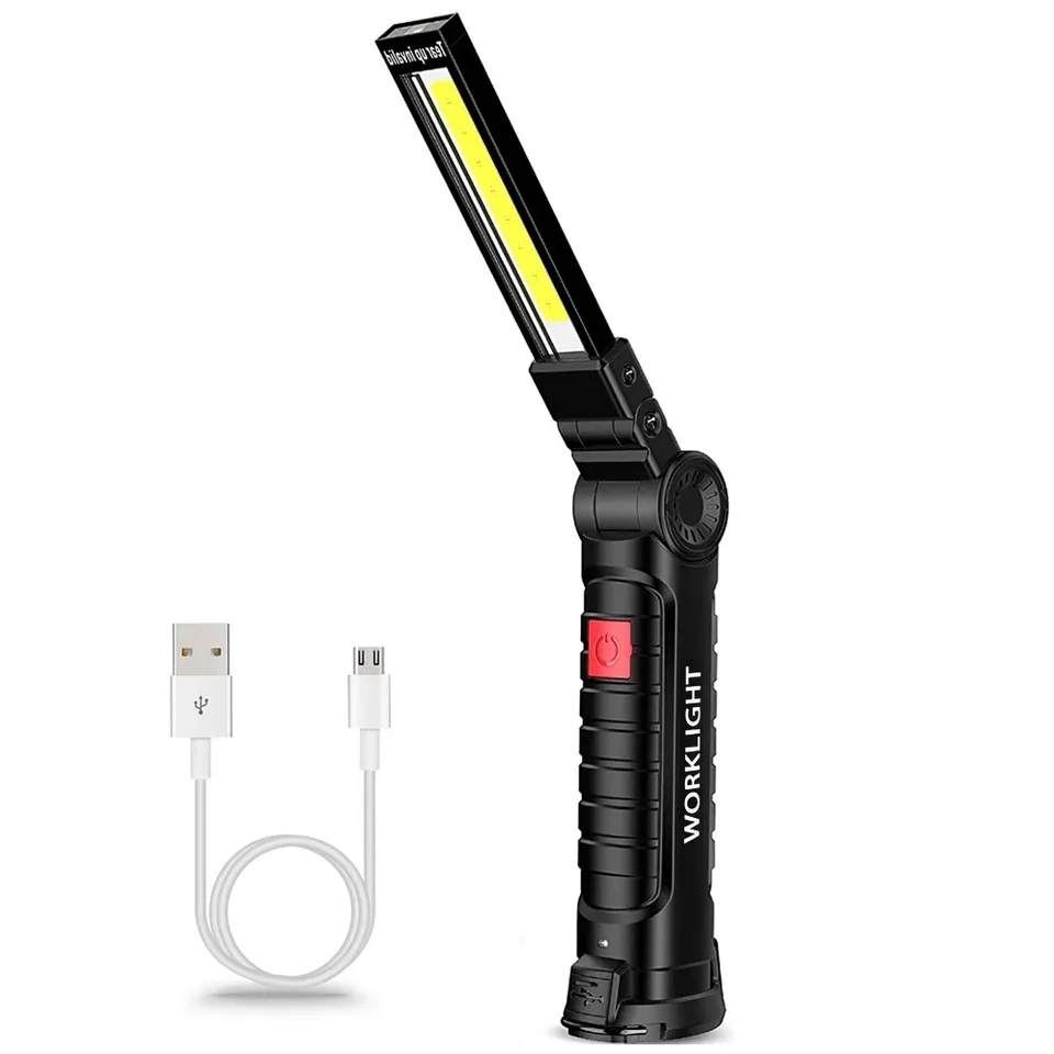 LED Work Lights USB Rechargeable COB Light Magnetic Base 360 Degree Rotate 5 Modes Folding Flashlight Inspection Mechanic Light