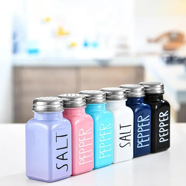 Square Seasoning Bottle with Hole Spray Paint Glass Seasoning Jar 70ml Small Storage Containers Glass Spice Jars