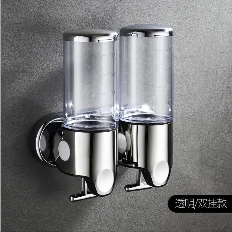 Hotel Bathroom Washroom Stainless Steel Single Double Wall Mount Shower Pump Hand Shampoo Soap Dispensers