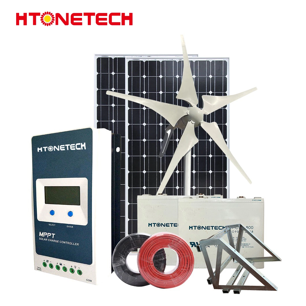 Htonetech Panneaux solaires Mono 530 Watt Fabrication Système solaire Plug and Play Chine Système d'énergie éolienne avec Générateur éolien 1000W 220V