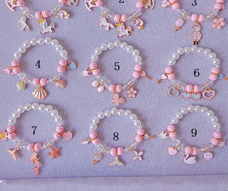 Children Pearl Bracelets Princess Little Girls Cute Unicorn Bracelets Decorative Beaded Accessories