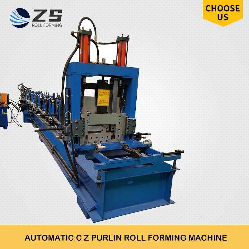Estructura de estructura de acero Construcción automática cambiado CZ Purlin frío Máquina de formación de rodillos