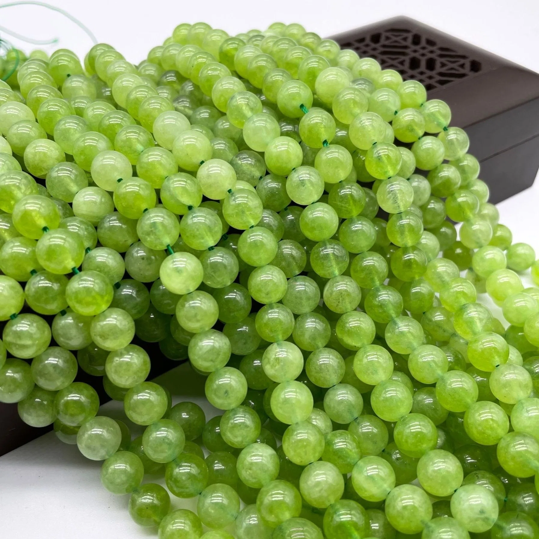 Natural Green Peridot Jade Crystal Beads Bracelet Necklace DIY Crafts