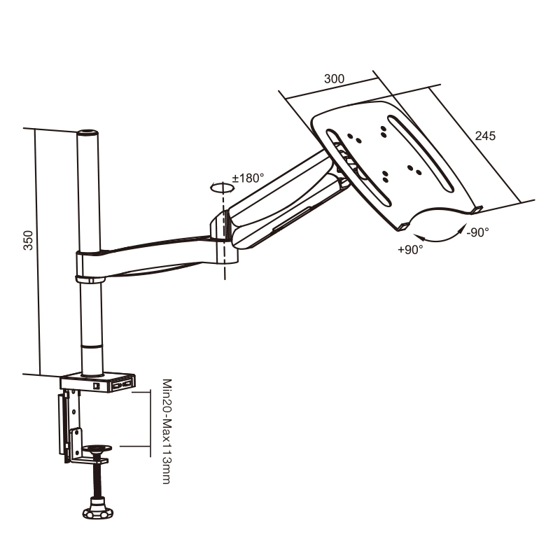 Gas Lift Desktop Mount (LCD 3001N)