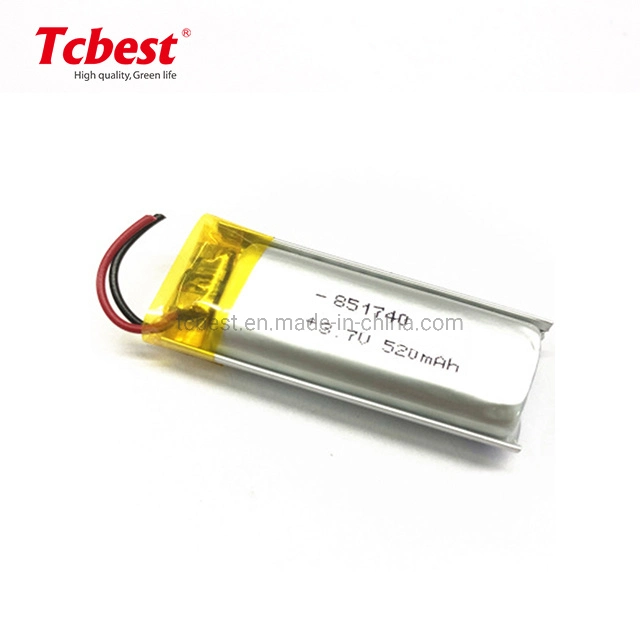 851740 520mAh 3.7V Li-Polymer Rechargeable Battery for Lights