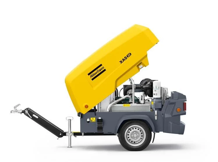 Atlas Copco XAS 38 Kd compresor de aire de tornillo de 7 bares pequeños compresores de aire remolcables Kubota luz