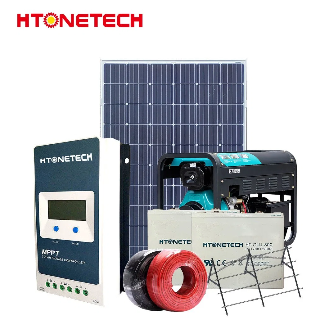 50000 Htonetech vatios fuera de la Red Solar System 5kw China de 100 vatios Panel Solar monocristalino Grupos electrógenos industriales Generador Diesel PV sistemas solares domésticos