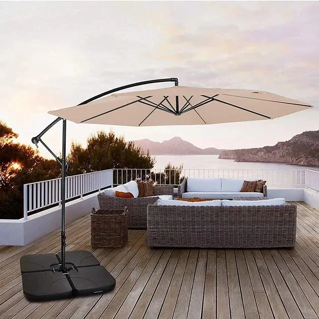 Water Filled Cantilever Parasol Plastic Patio Umbrella and Base