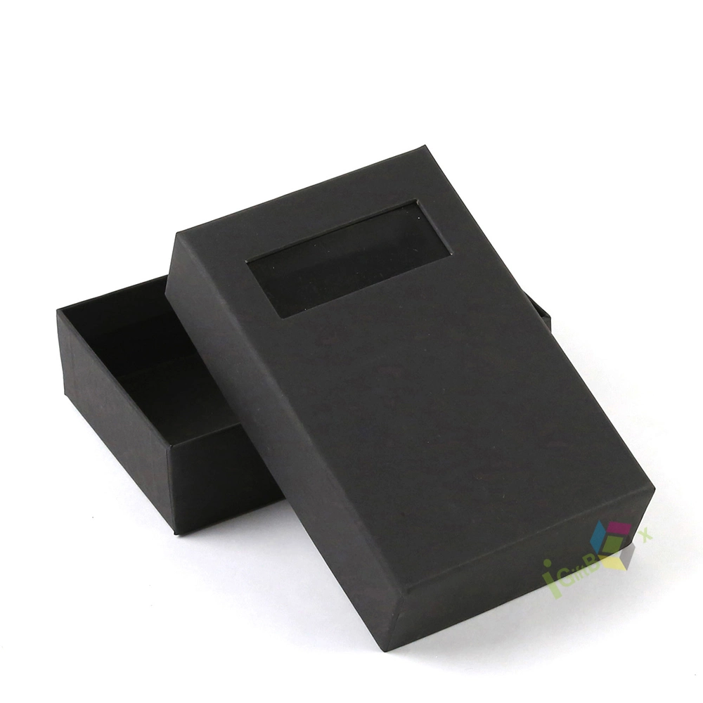 Fancy Black Custom Lid Box Storage Cardboard Packaging Paper with PVC Window