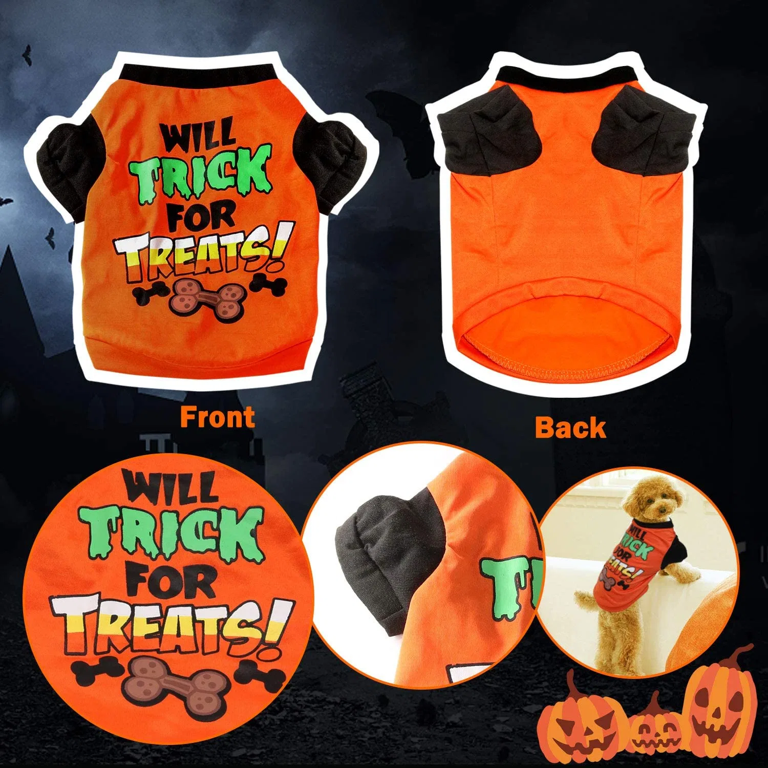 Halloween Dog Shirts Printed Puppy Shirt Pet T-Shirt Cute Dog Clothing