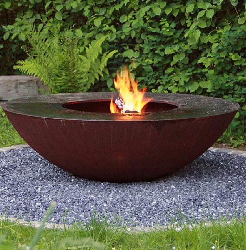 Corten Steel Hemisphere BBQ Feuerstelle Schüssel Grill mit Grill Klingeln