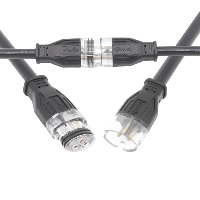 3 Pin Extension Cord IP65 Q13 15A LED Male Female Waterproof Electrical Cable Connectors