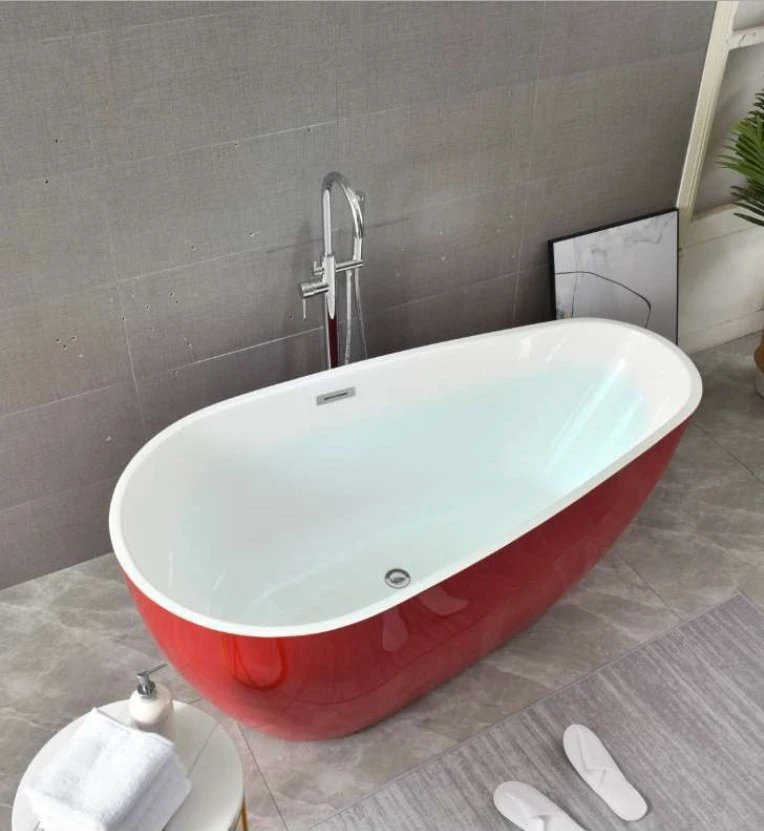 Economy Style Colorful Surface Whirlpool Acrylic Freestanding Bathtub