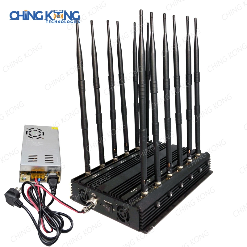 Desktop 12 Antennas Frequency Passen Sie GSM 3G 4G 5G Cell an GPS-Jammer für Telefonanschluss