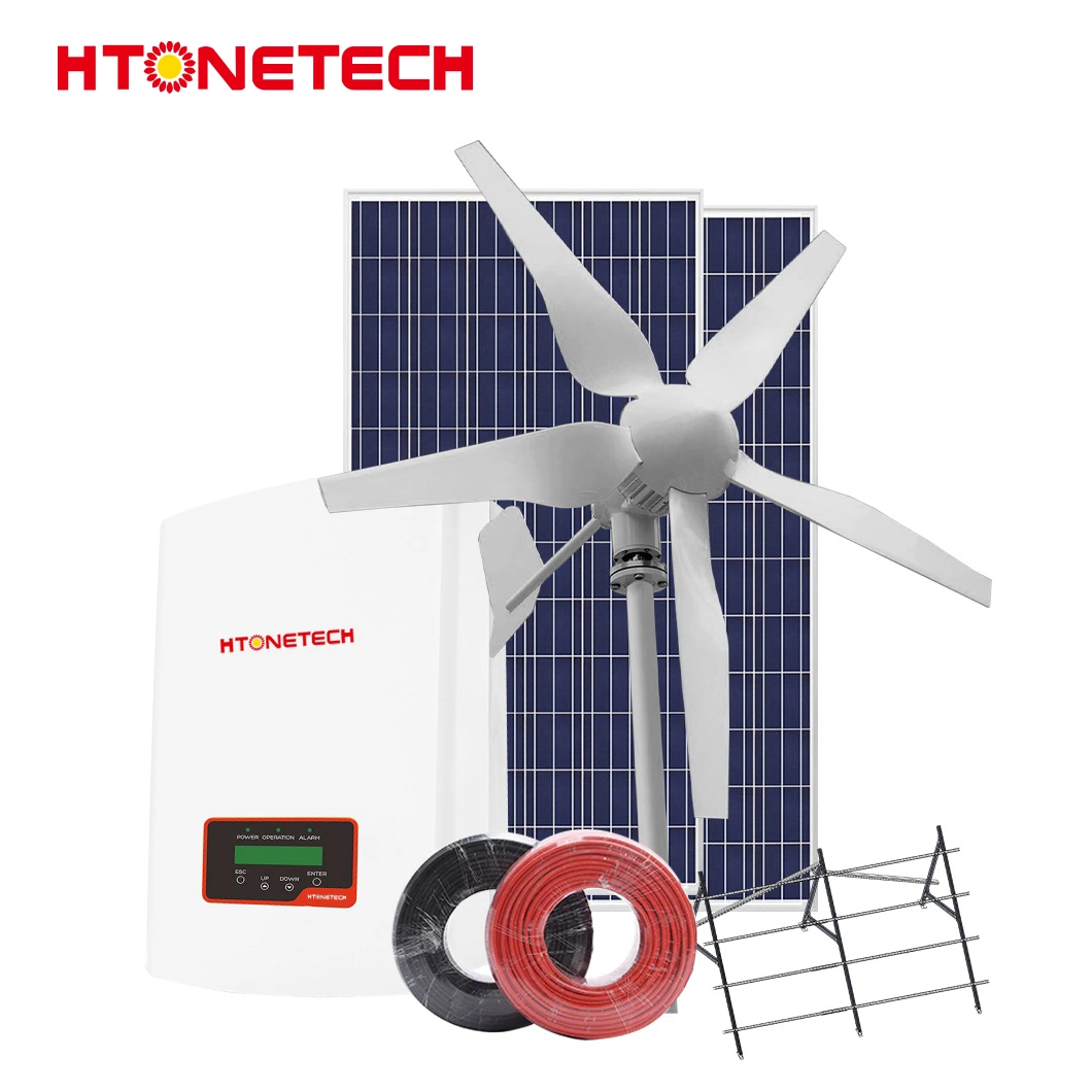 Htonetech China Greenhouse Solar Panel Manufacturing 5000W 45000W DC Solar Stromversorgung mit kleinen Windenergieanlagen