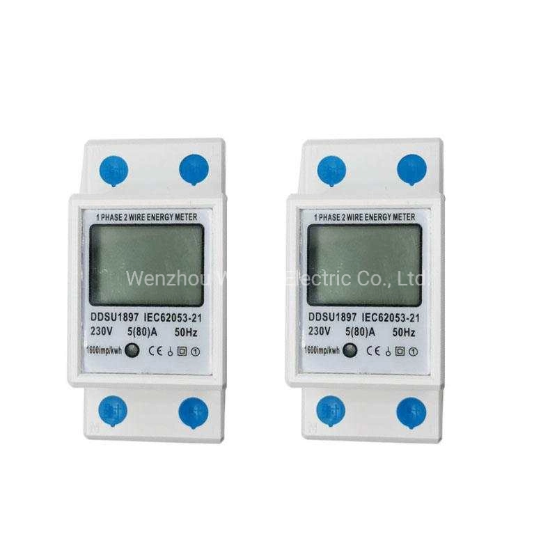 Digital Electric Energy Meter Single Phase DIN Rail Electricity Meter One Phase Two Wire Multifunction Electrical Meter