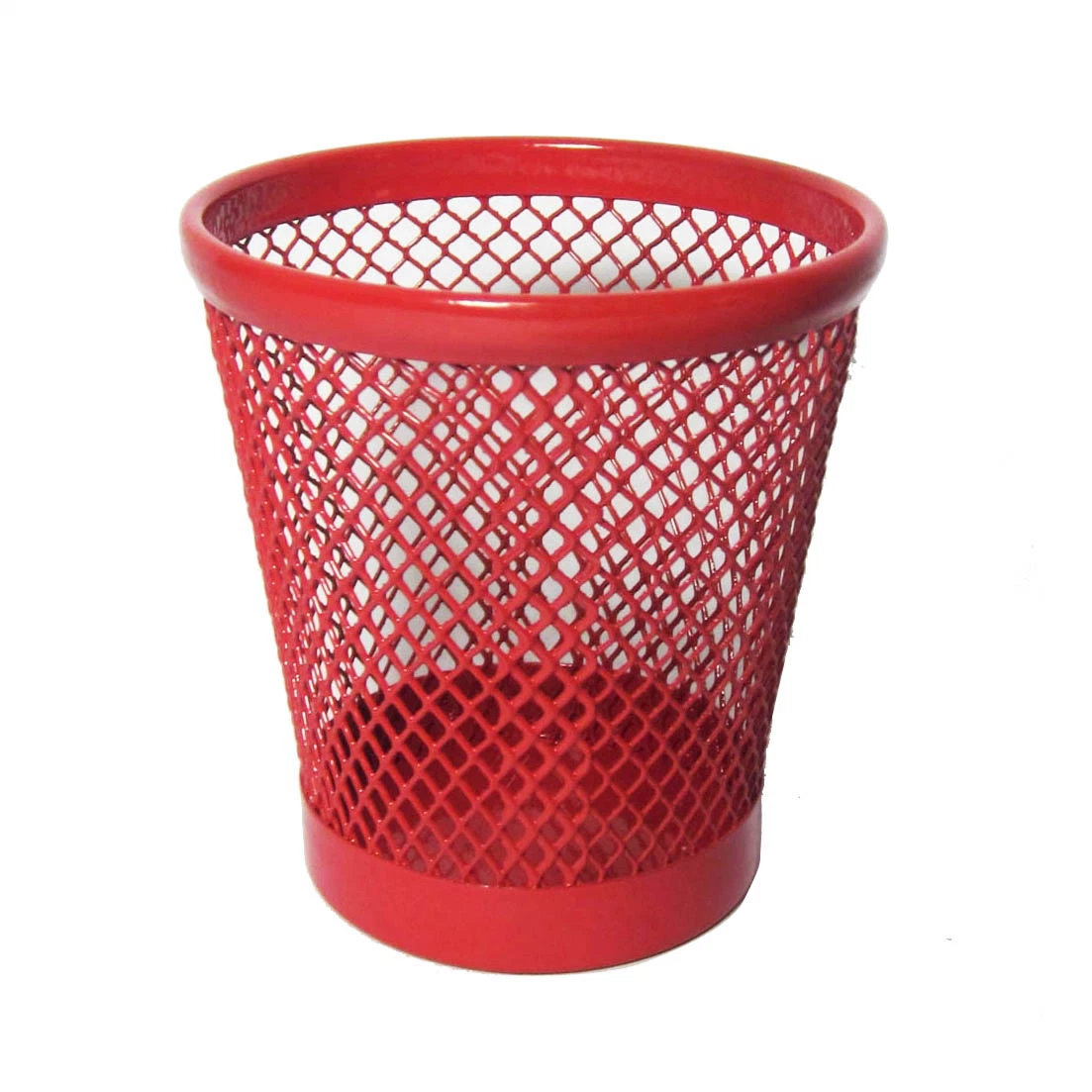 Office Desktop Red Mini Size Mesh Pencil Organizer Pen Holder