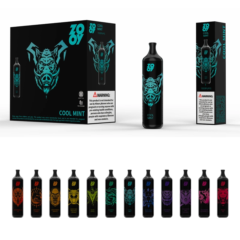 Kit de canetas de Vapes descartáveis para cigarros eletrónicos Zooy King 7000 puff Pilhas recarregáveis de 650 mAh, 5% pré-carregadas, Pod Randm tornado, 7K Puffs Puffbars Savage VA