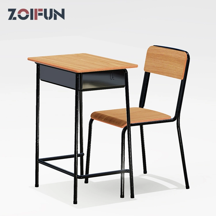 Classroom University School Wooden Metal Student Simple Cheap Classic Table and Chair Furniture Sets