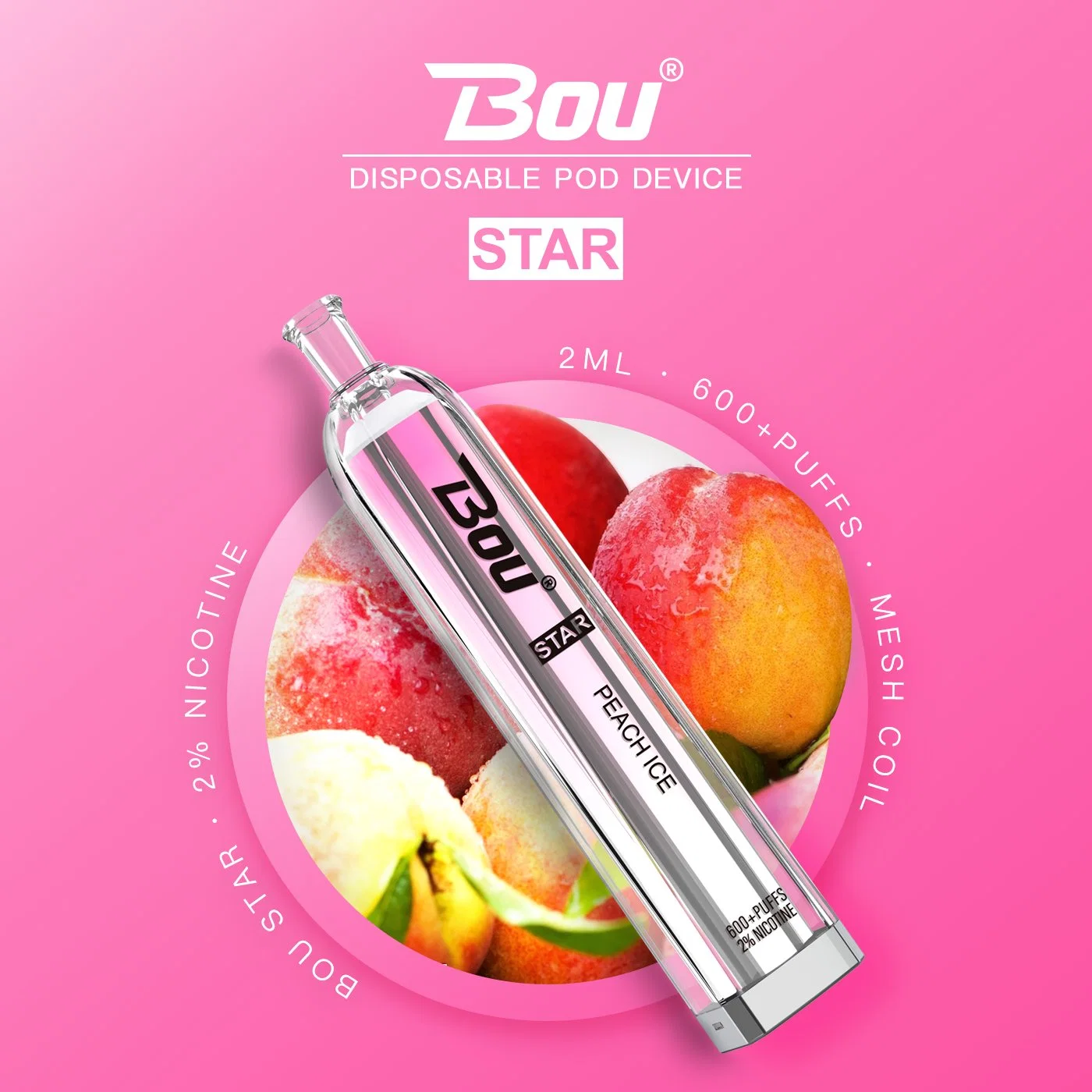 Disposable Vape Pen 500mAh Battery 2ml Bou Star Vape Cartridges Vaporizer Pen