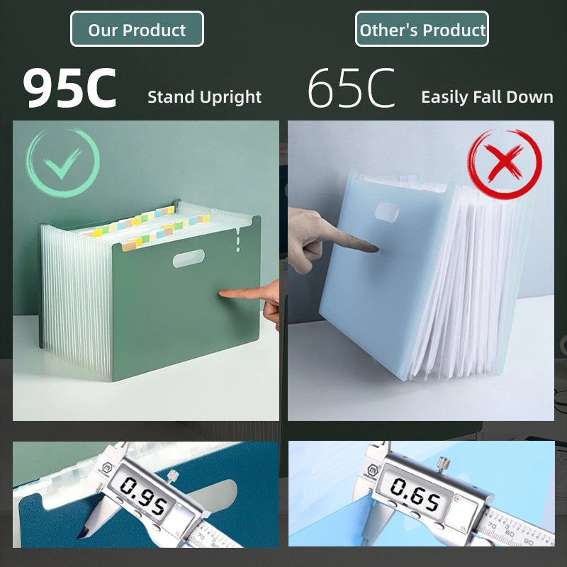 A4 Размер 13 кармана Черный цвет PP материал свободно-стоящий расширение Папка файлов органайзера, расширяемая в вертикальном положении, и открытая в верхнем положении