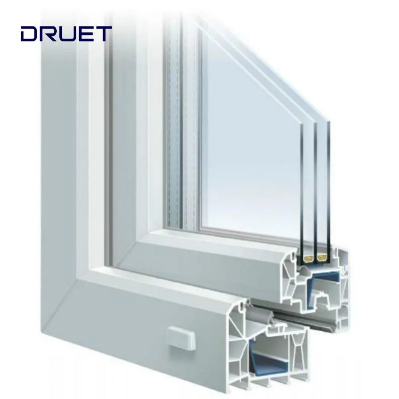 Double Hung Black Vinyl Window with Screen UPVC Casement Sliding Folding Bifold UPVC Window Windows and Doors