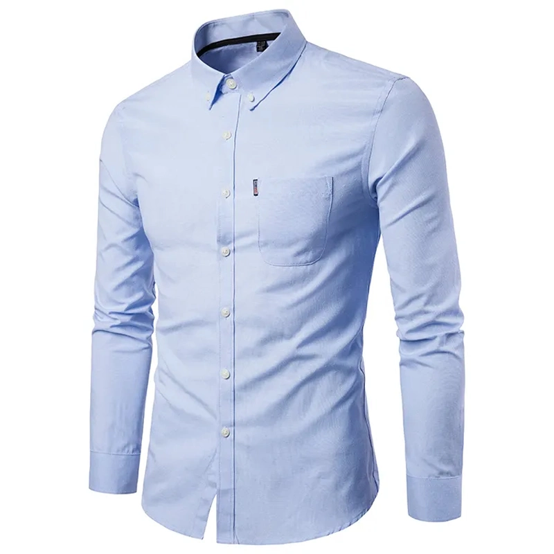 100% Combed Cotton Oxford Shirt Embroidery with Long Sleeve Casual Shirt for Men