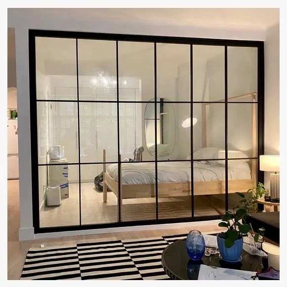 Decorative Metal Frame French Glazed Glass Door Office Meeting Room Partition Wall