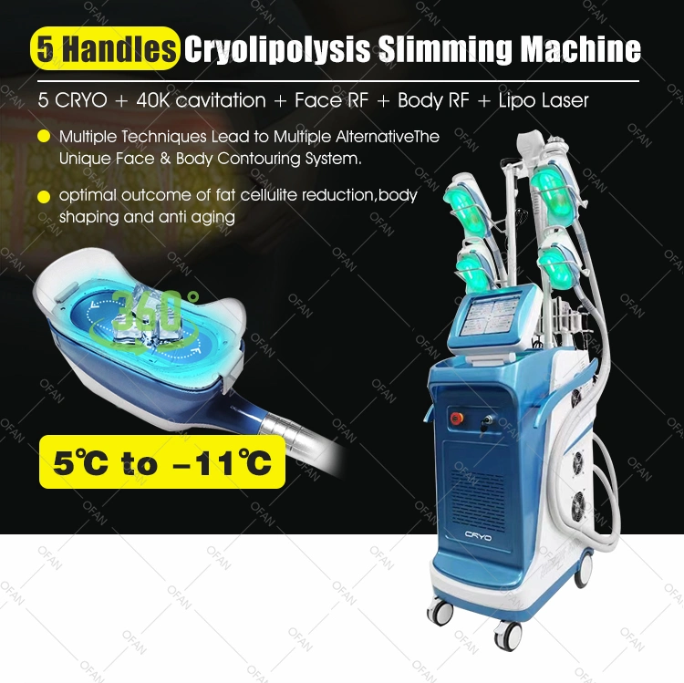 Ofan Kriolipoliza 5 Crio se encarga de la crioterapia máquina Criolipolisis Cryolipolysis máquina La máquina de congelación criogénica