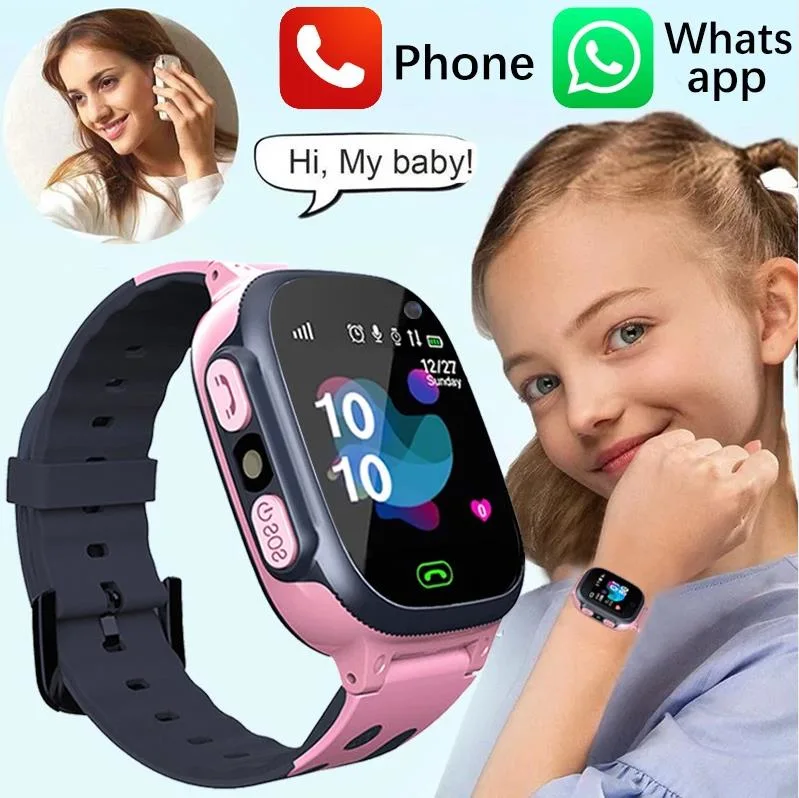 Kinder SIM-Karte Anti-Lost Uhren Call for Kids Smart Watch Jungen Mädchen GPS Wasserdicht Smartwatch Uhr Position Tracker Kind
